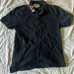 GUCCI Snake Embroidered Collard Shirt